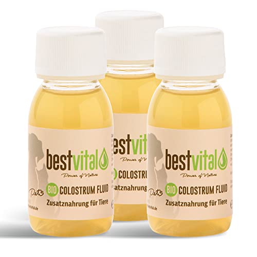 Bio Colostrum Fluid Tier I Zusatznahrung für Tiere I 100% Erstmilch flüssig I hochkonzentriert I Deutsches Bio-Siegel I 3 x 60ml Bio Colostrum Fluid Tier I Zusatznahrung für Tiere I 100% Erstmilch flüssig I hochkonzentriert I Deutsches Bio-Siegel I 3 x 60ml von BESTVITAL