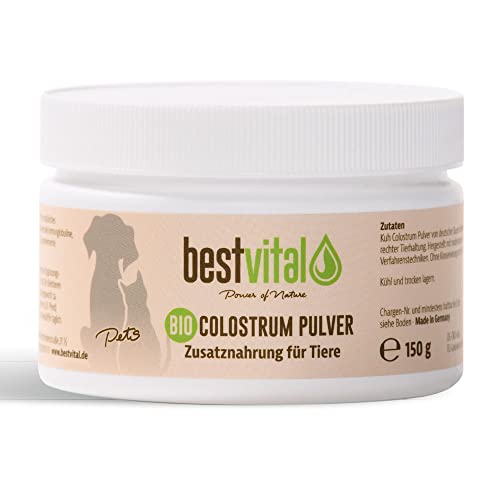 Bio Colostrum Pulver für Hund & Katze (150g) | Stärkt Immunsystem & Vitalität | Ideal für Magen, Darm & bei Allergie | Welpen & Senior | Immunbooster aus 100% Erstmilch Bio Colostrum Pulver für Hund & Katze (150g) | Stärkt Immunsystem & Vitalität | Ideal für Magen, Darm & bei Allergie | Welpen & Senior | Immunbooster aus 100% Erstmilch von BESTVITAL