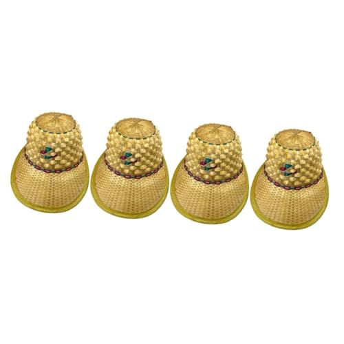 BESTYASH 4stücke Bambus Sonnenhut Mit Breiter Krempe Handgewebt Im Einzigartigen Ananas-Design Uv-Schutz Für Outdoor-aktivitäten Für Bauern Und Fischer von BESTYASH