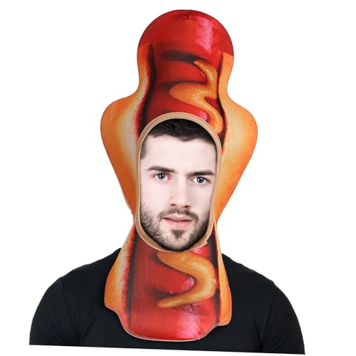 BESTYASH Hot Dog Hut Lustiger Essenshut Für Erwachsene Vielseitig Einsetzbar Als Kostümzubehör Party-Dekoration Und Geschenkidee Einfach Zu Reinigen von BESTYASH