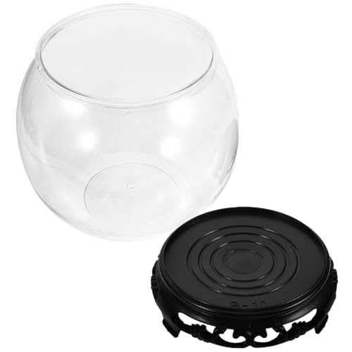 BESTYASH Transparenter Runder Fischtank mit Sockel Bruchsicherer Desktop Aquarium Fischschale für Goldfische Modernes Dekorationsbecken für Zuhause Büro Schreibtisch Teiliges Mittelgroß von BESTYASH