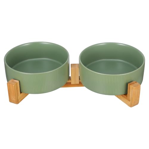 BESTonZON 1 Satz Doppelnapf aus Keramik mit Holzständer für Hunde und Katzen Rutschfester Futter und Wassernapf für Richtige Portionierung Stabiler Einfach zu Reinigen BESTonZON 1 Satz Doppelnapf aus Keramik mit Holzständer für Hunde und Katzen Rutschfester Futter und Wassernapf für Richtige Portionierung Stabiler Einfach zu Reinigen von BESTonZON