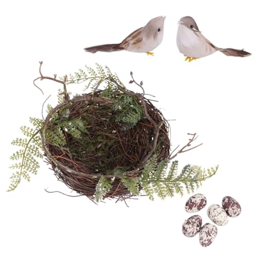 BESTonZON 1 Satz Handgefertigtes Vogelnest aus Weide Dekoratives Vogelhaus für Hochzeitsfotos für Garten und Innenraumgestaltung Nest Vögel Eier von BESTonZON