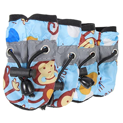 BESTonZON 1 Satz Hundeschuhe mit weicher Sohle Stiefeletten Welpen greifen Paws pfotenschutz Schuhe für hundepfoten verstellbare Schuhe für Hunde Regenschuhe für Haustiere weicher Stoff Blue von BESTonZON