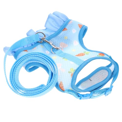 BESTonZON 1 Satz Kaninchen Geschirr Set mit Leine Verstellbar und Atmungsaktiv für Kleine Haustiere Wie Kaninchen Hamster und Katzen Komfortabler Bunny Harness Blau von BESTonZON