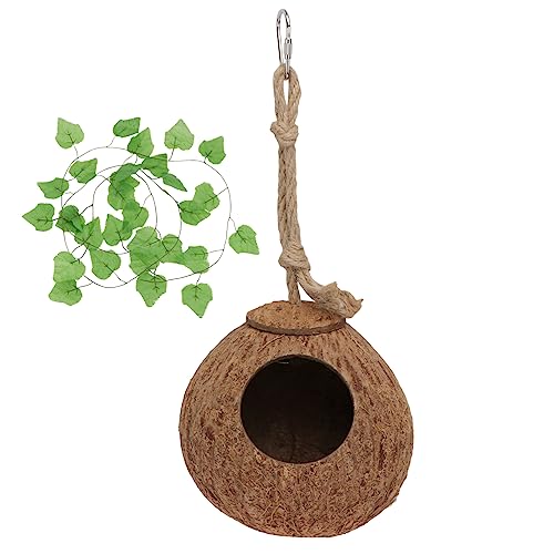 BESTonZON 1 Satz Nestreben-Set aus Kokosnussschale Reptilienhaut bärtige Drachenhöhlen Calming Pets pet Supplies Hamster zubehör Kokowäah Haustier-Villa-Nest Eidechsennest Kunstrasen Green von BESTonZON