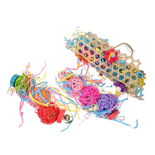 BESTonZON 1satz Farbige Papageien Spielzeug Mit Glocke Und Papierstreifen Kauspielzeug Für Papageien Nymphensittiche Und Andere Kleine Vögel Für Käfige Und Spielplätze von BESTonZON