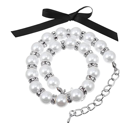 BESTonZON 1 Satz Perlenhalsband für Haustiere Katzenperle Hundeperle Pearl Necklace Haustierhalsband aus Kunstperlen für Haustiere Perlenhalsbänder für Katzen Imitationsperlen von BESTonZON