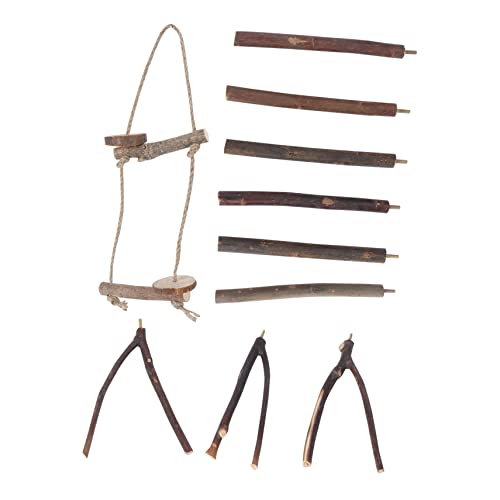 BESTonZON 1 Satz Vogel naturholz schaukeln Bird Toys Vogelhängespielzeug Wobble Vogel Stehen Futterspielzeug für Vögel groß Sitzstangen Papageienspielzeug Vogelschwung hölzern von BESTonZON