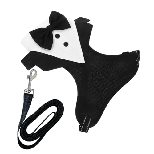 BESTonZON 1 Set Geschirr Leine Hundeanzug Kostüm Hundegeschirr Mit Fliege Hundefliegen Für Große Hunde Hundekostüme Hundehochzeitsgeschirr Individuelles Smokinggeschirr Für Hunde von BESTonZON