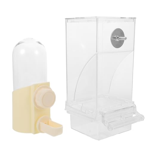 BESTonZON 1 Set Sittichkäfig-Futterspender: Sauberer Vogelfutterkasten-Wasserspender - Transparente Futter- und Wasserbehälter für Wellensittiche von BESTonZON
