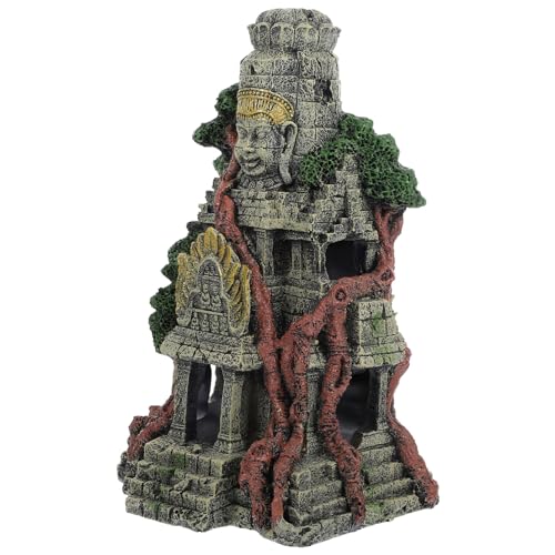 BESTonZON 1 Stück Aquarium Dekoration Ornament Simulation Tempel aus Harz Landschafts Ornament für Fischbecken Versteckmöglichkeit für Fische und Garnelen Leicht zu Reinigen und Langlebig von BESTonZON