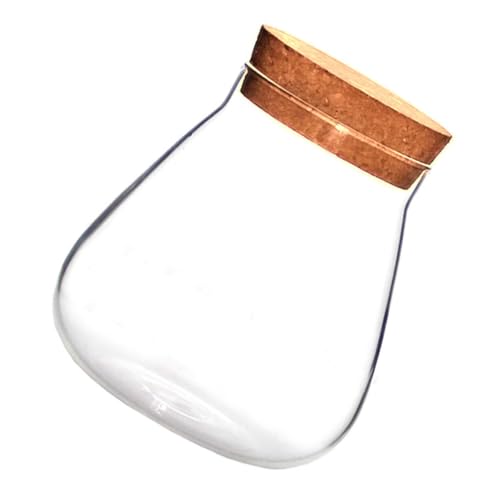 BESTonZON 1 Stück Flasche Aus Korkglas Vase Bastelset Künstliche Pflanzen Einmachgläser Dekoration Süßigkeitenglas Glasflasche Bubble -schüssel Klares Terrarium Flaschenverschluss Kork Brown von BESTonZON