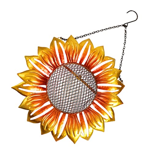 BESTonZON 1 Stück Vogelfutterstation Sonnenblumenform Automatischer Futterspender für Wildvögel für Garten für Kanarienvögel Papageien und Andere Kleine aus Robustem Eisen zu Befüllen von BESTonZON