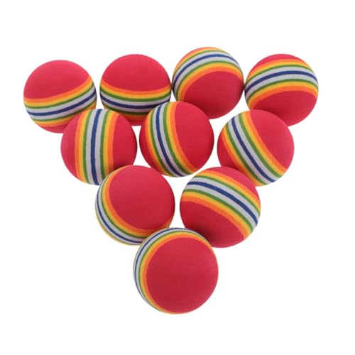 BESTonZON 10 Stück Regenbogenball Für Haustiere Balljagdspielzeug Für Katzen Kleines Zahnreinigungsspielzeug Für Hunde Regenbogen-katzenspielzeugbälle Seil Ball Hundespielzeug Eva von BESTonZON