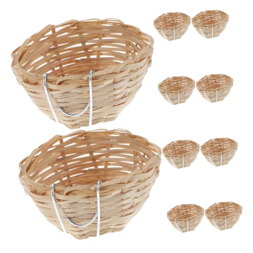 BESTonZON 10 Stück Teiliges Vogel Nest Käfig Handgewebtes Vogelhaus mit Haken für Liebevögel Kanarienvögel und für Garten und Außenbereich von BESTonZON