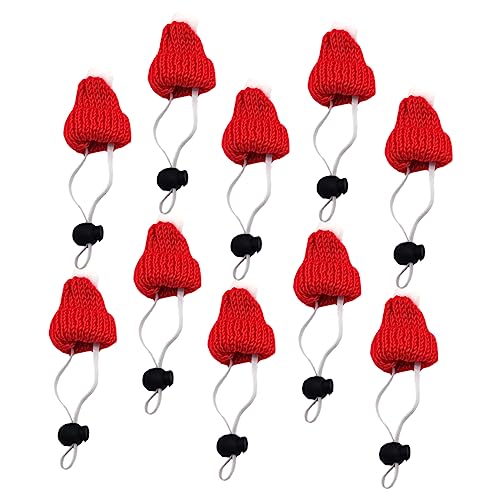 BESTonZON 10 Stück Tierdekorationshut Weihnachtsmann Party Weihnachten Haustier-Weihnachts-Outfit Plüsch Tierische Kopfbedeckungen weihnachtsdeko modisch gestrickt Haustierbedarf Stoff rot von BESTonZON