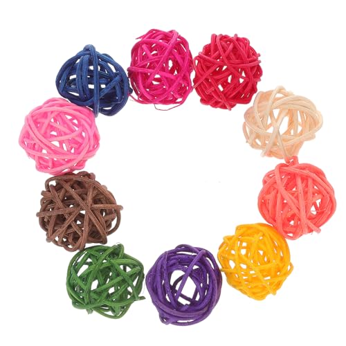 BESTonZON 10stücke Rattan Vögel Spielzeug Natur Weidenbälle Für Papageien Und Sittiche Kauspielzeug Zur Gesunder Zähne Sicheres Hängespielzeug Für Kleintiere Mischfarben von BESTonZON