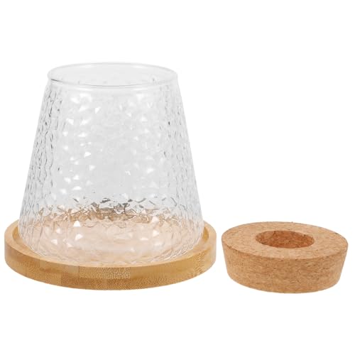 BESTonZON 1Satz Avocado Keimvase Multifunktionale Vase Für Wasserpflanzen Hochwertige Glasvasen Für Tischdeko Und Pflanzenpflege Mit Korkstopfen Und Bambusuntersetzer von BESTonZON