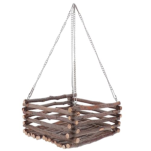 BESTonZON Hamsterhängematte aus Holz Atmungsaktive Asthängematte für Hamster Ratten und Chinchillas Multifunktionales Hasen Hängespielzeug als Sprungbett und Spielzeug für Kleine Haustiere von BESTonZON