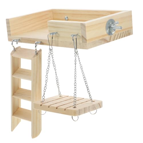 BESTonZON 1Satz Hamster Spielzeugset Aus Krabbelleiter Schaukelplattform Für Kleine Haustiere Langlebig Zu Installieren Für Hamsterzubehör Burlywood von BESTonZON