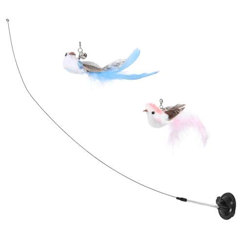 BESTonZON Katzenspielzeug Mit Katzenangel Und Katzenstab Interaktives Teaser Und Vogel Für Hauskatzen Zum Springen Und Jagen Aus Stabilem Stahldraht Und Federmaterial von BESTonZON