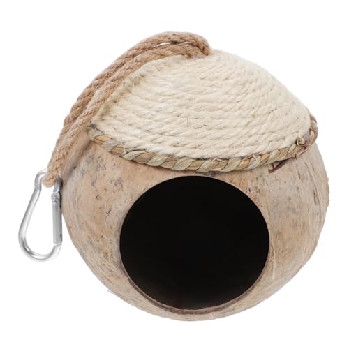BESTonZON 1Stück Kokosnussschalen Haustiernest Für Kleine Nager Natürliches Hängendes Schlafnest Aus Hochwertigem Kokosmaterial Für Hamster Meerschweinchen Und Papageien von BESTonZON