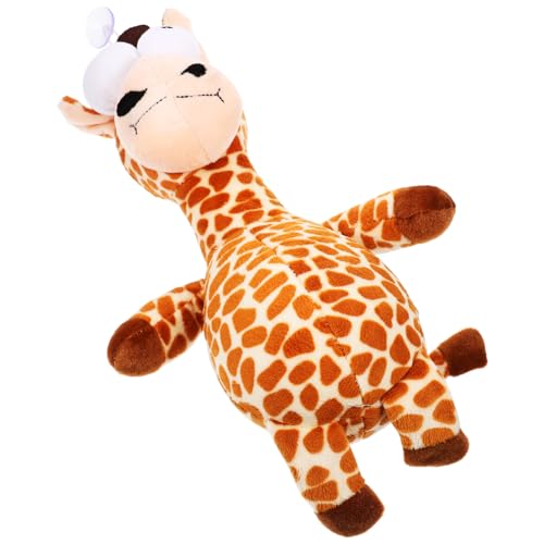 BESTonZON 1Stück Plüsch Giraffe Mit Quietscher Eco Freundliches Kauspielzeug Für Kleine Für Interaktives Und Zahnpflege Und Waschbar Welpen von BESTonZON