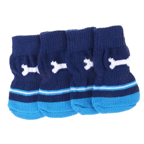 BESTonZON 2 Paare rutschfeste Hundesocken aus Atmungsaktivem Baumwollmaterial Weiche Bequeme Pfotenschutz Socken für Kleine und Mittlere Hunde für Drinnen und Unterwegs Blau von BESTonZON