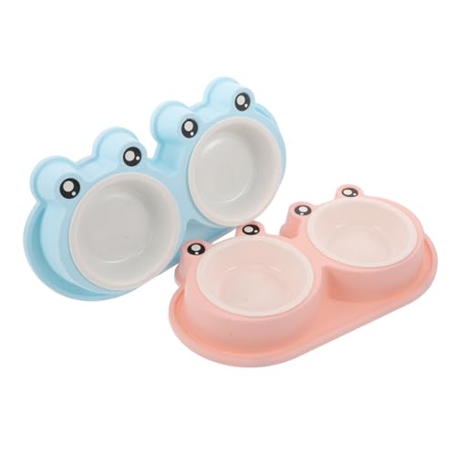 BESTonZON 2 Sätze Anti-ant Katzenfutternäpfe Doppelnapf mit Froschform Rutschfester Boden für Outdoor Fütterung von Streunerkatzen und Kleinen Haustieren Bpa-frei Leicht zu Reinigen von BESTonZON