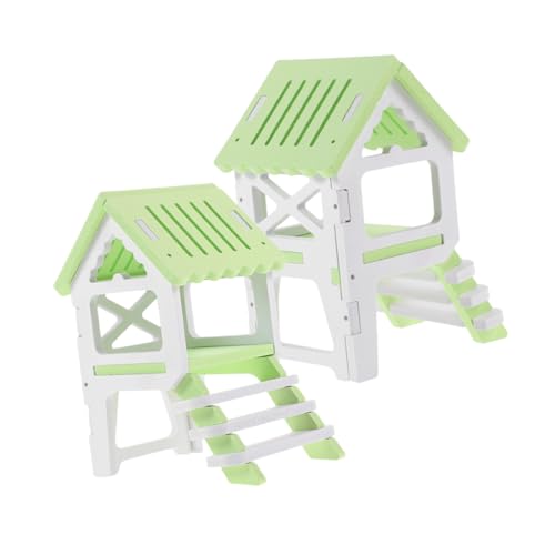 BESTonZON 2 Sätze Hamsterhaus mit Rampe PVC Kleintier Versteck Kuschelnest für Meerschweinchen und Hamster Grün Sicher Langlebig Multifunktional Spielhaus von BESTonZON