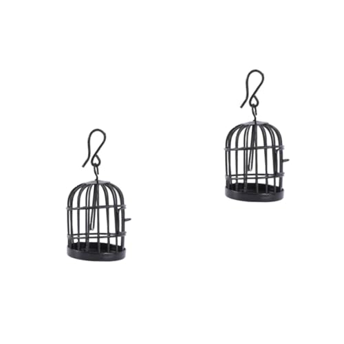 BESTonZON 2 Stck. Eisenrost Vogel Mini-vogelkäfig Simulierter Vogelkäfig Landschaftshandwerk Bonsai Ornament Feenhaus Dekoration Desktop Schmücken DIY Zubehör Saftige Landschaft Black von BESTonZON