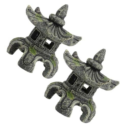 BESTonZON 2 Stück Aquarium Deko asiatische Laterne aus Resin Mini als Versteck und Zuchtstätte Sicherer Unterschlupf für Garnelen und Kleine Fische Zen Garten Ornament für Aquarien und von BESTonZON