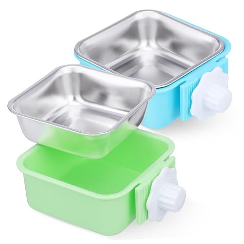 BESTonZON 2 Stück Einstellbarer Hundenapf zum Aufhängen für Hundebox und Käfig Rostfrei Leicht zu Reinigen Platzsparend Geeignet für Kleine Haustiere Futter und Wassernapf in Blau und Grün BESTonZON 2 Stück Einstellbarer Hundenapf zum Aufhängen für Hundebox und Käfig Rostfrei Leicht zu Reinigen Platzsparend Geeignet für Kleine Haustiere Futter und Wassernapf in Blau und Grün von BESTonZON