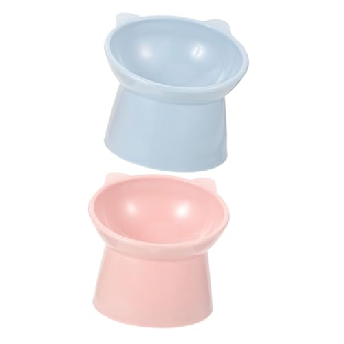 BESTonZON 2 Stück Erhöhter Katzennapf aus Langlebigem Kunststoff rutschfest Bruchsicher Ergonomisch Geformt für Schutz Halswirbelsäule Praktische Futter und Wasserschale für Katzen und von BESTonZON