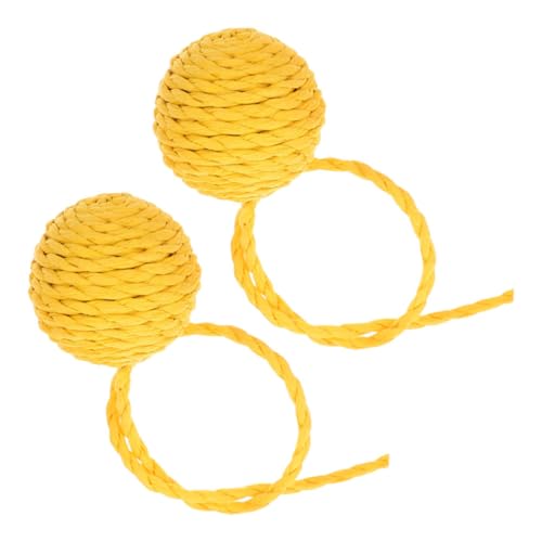 BESTonZON 2 Stück Ersatzball Für Katzenklettergerüst Katzenkratzkugel Kratzbäume Aus Sisal Katzenkratzer Für Katzenbälle Haustierspielzeugkatze Kratzen Katze Kratzt Gelb Papier von BESTonZON