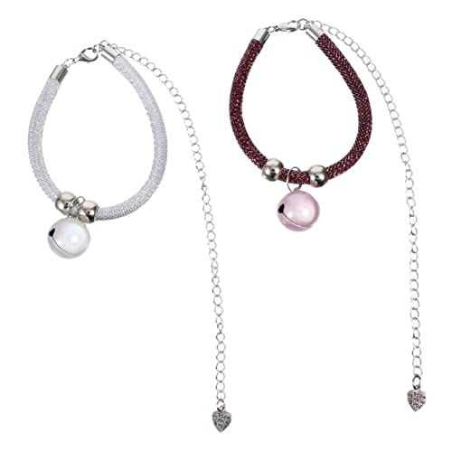 BESTonZON 2 Stück Glockenhalsband für Haustiere klein Katzenhalsband groß Verstellbares Haustierhalsband Metallisches Haustierhalsband hochzeitsdeko Welpenkragen mit Glocke Kätzchen-Kragen von BESTonZON