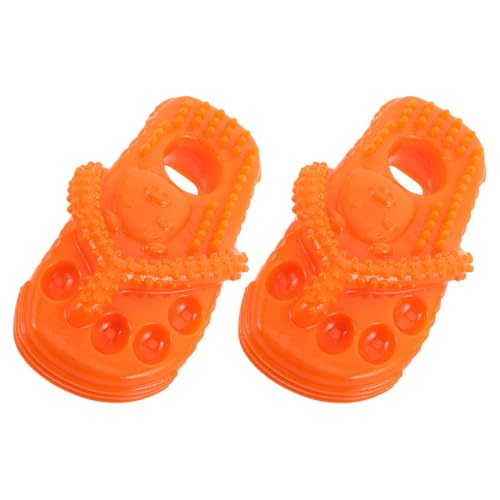 BESTonZON 2 Stück Gummispielzeug Schuhform für Hunde Strapazierfähiges Kaumaterial für Welpen Zahnpflege und Interaktives Orange für Kleine von BESTonZON