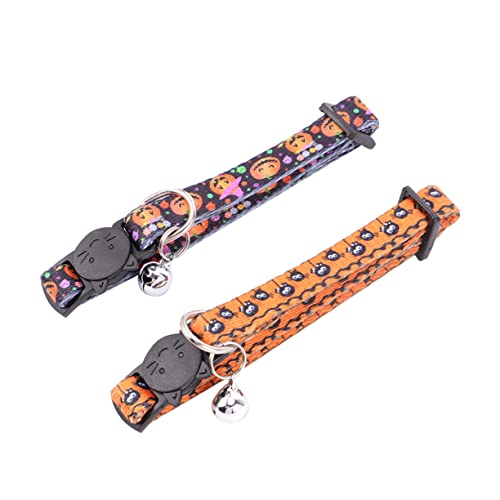 BESTonZON 2 Stück Halloween-Kragen Für Haustierkatzen Haustierhalsband Halloween Halloween-Katzen-Teaser Collier Katze-Halloween Katzenhalsbänder Für Mädchenkatzen Glocke Party Name Tuch von BESTonZON