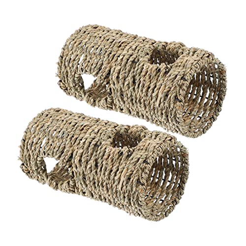 BESTonZON 2stücke Hamstertunnel Aus Natürlichem Stroh Spielzeug Mit Snack-füllmöglichkeit Versteck Für Kleintiere Wie Hamster Und Meerschweinchen Robust Und Abriebfest von BESTonZON