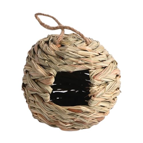 BESTonZON 2 Stück Handgewebte Vogelhäuser aus Gras Natürliches Nistplatz für Freien Dekorative Ergänzung für Garten und Terrasse Sicher und Warm für Kleinvögel Perfektes für Vogel von BESTonZON