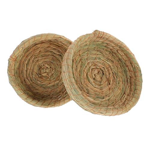 BESTonZON 2 Stück Handgewebtes Kleintier Nest aus Natürlichem Stroh Atmungsaktiv und Warm Geeignet für Hamster Kaninchen Meerschweinchen und Chinchillas Dekoratives Haustier Schlafplatz von BESTonZON