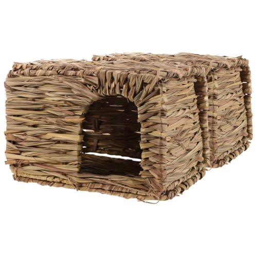 BESTonZON 2 Stück Kaninchennest Aus Stroh Meerschweinchenversteck Hasenversteck Hasentunnel Für Kaninchen Frettchenbett Hasenbett Chinchillabett Kaninchenversteck Hasenhaus Indoor von BESTonZON