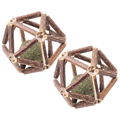 BESTonZON 2 Stück Katzenspielzeug mit Natürlichem Katzenminze Kauspielzeug Mittelgroße Katzennipball Spielbälle für Indoor Zahnfreundlich Stressabbauend und Langlebig aus Actinidia Polygama von BESTonZON