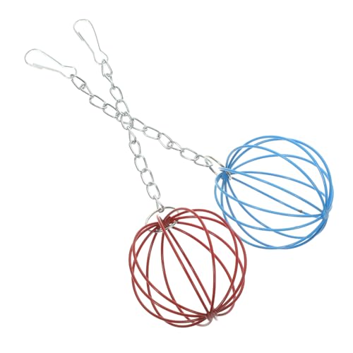 BESTonZON 2 Stück Kleintier Futterball aus Eisen mit Aufhängung Teiliges in Rot und Blau für Kaninchen Hamster und Meerschweinchen Platzsparend für Balkon und Garten Leicht und Handlich BESTonZON 2 Stück Kleintier Futterball aus Eisen mit Aufhängung Teiliges in Rot und Blau für Kaninchen Hamster und Meerschweinchen Platzsparend für Balkon und Garten Leicht und Handlich von BESTonZON