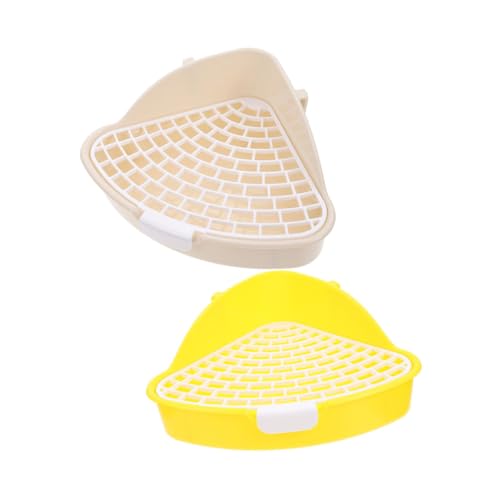 BESTonZON 2 Stück Kleintier Toilette mit Abnehmbarem Sieb für Kaninchen Meerschweinchen Hamster Dreieckige Haustier Trainingstoilette mit Auslaufsicherem Design und Leichtem Tragbarem von BESTonZON