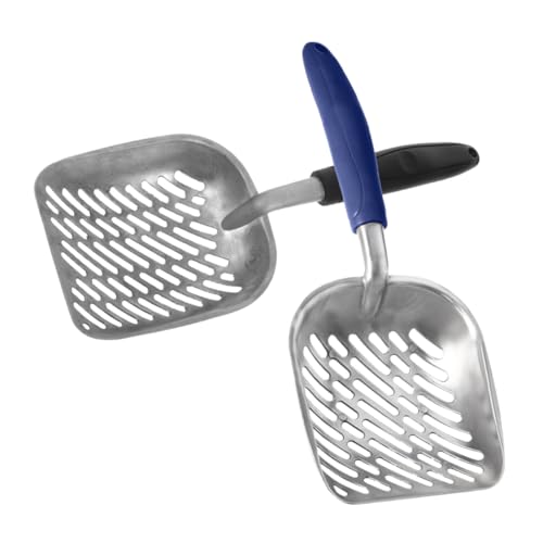 BESTonZON 2 Stück Metall Katzentoilettenschaufel aus Aluminiumlegierung mit Breiten Löchern Ergonomischer Katzenstreuschaufel für Schnelles und Reinigen der Katzentoilette Langlebig und von BESTonZON