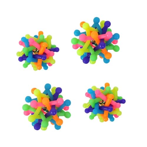 BESTonZON 2 Stück Mittelgroßer Gummiball für Hunde Kauspielzeug mit Glocke Farbverlaufener Hohler Regenbogen Ball Fördert Zahnpflege Beißt und Spielt Edukatives Haustierspielzeug für von BESTonZON