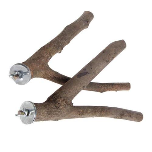 BESTonZON 2 Stück Natürliche Papagei Sitzstangen aus Holz Vogelkäfig Vogelstangen Käfigspielzeug für Wellensittiche Nymphensittiche und Kleine Vögel zur Krallenpflege Kauen von BESTonZON