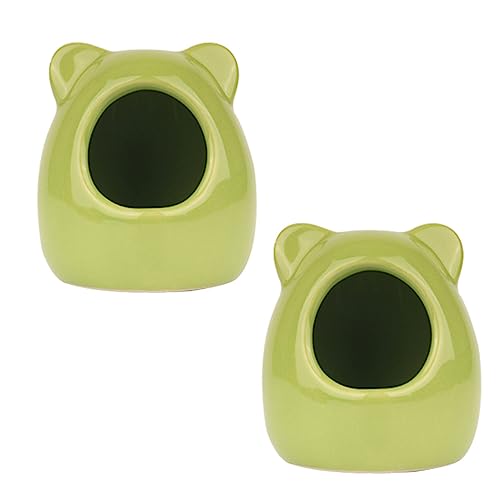 BESTonZON 2 Stück Nest aus Keramik hamsterhaus Hamster käfig Hamster Keramik Zubehör Hamsterheim Hamster Unterschlupf Hamsternest meerschweinchen käfig Haustierbedarf Hamsterkühlhaus Green von BESTonZON